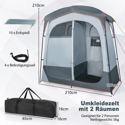 Outdoor Privacy Tent with 2 Rooms, Removable Rain Cover