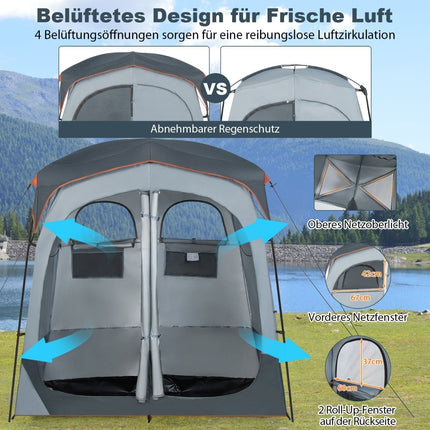 Outdoor Privacy Tent with 2 Rooms, Removable Rain Cover