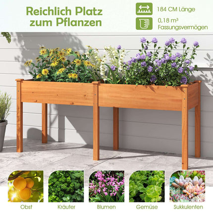 Outdoor Raised Garden Bed with Legs, 185x58x77 cm Wood