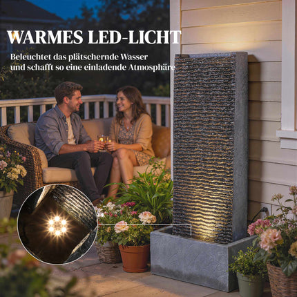 Zahradní pryskyřicová vodní fontána s LED osvětlením, 80 cm