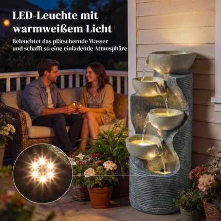 Zahradní pryskyřicová vodní fontána s LED osvětlením, 80 cm