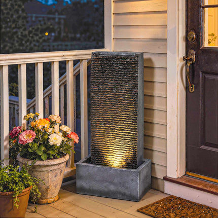 Zahradní pryskyřicová vodní fontána s LED osvětlením, 80 cm