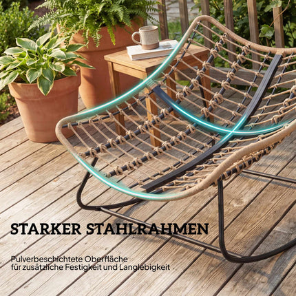 Outdoor Rocking Chair with Cushion, Weather-Resistant Wicker