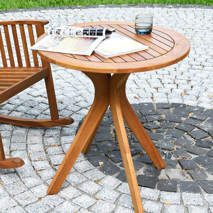 Zahradní kulatý bistro stolek, masivní eukalyptové dřevo 27.5 In
