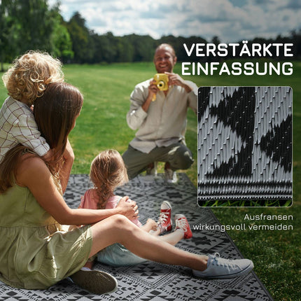 Reversible outdoor rug, water-repellent, 182x274cm, black/grey