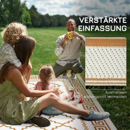 Reversible outdoor rug, weatherproof plastic, 182x274 cm, brown/cream