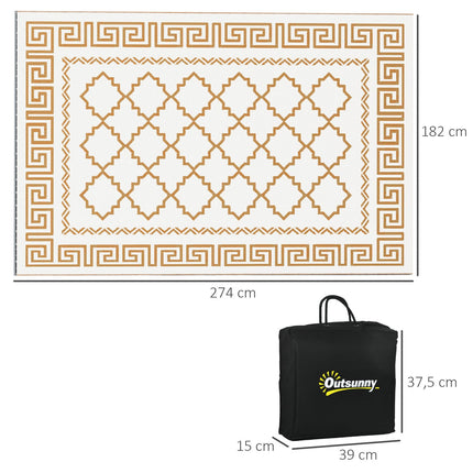 Reversible outdoor rug, weatherproof plastic, 182x274 cm, brown/cream