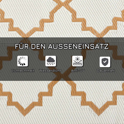 Reversible outdoor rug, weatherproof plastic, 182x274 cm, brown/cream