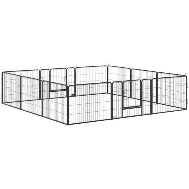 Venkovní ohrádka pro psy – 12panelová ocelová, černá, výška 60 cm