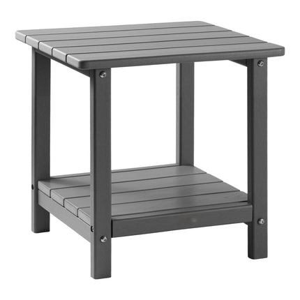 Outdoor Side Table, Double-Layer HDPE, Grey
