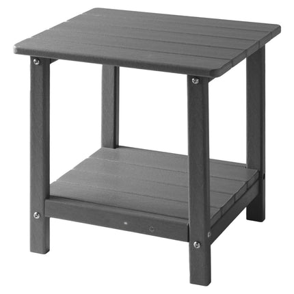 Outdoor Side Table, Double-Layer HDPE, Grey