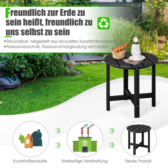 Zahradní odkládací stolek, HDPE odolný vůči povětrnosti, černá, 46 cm