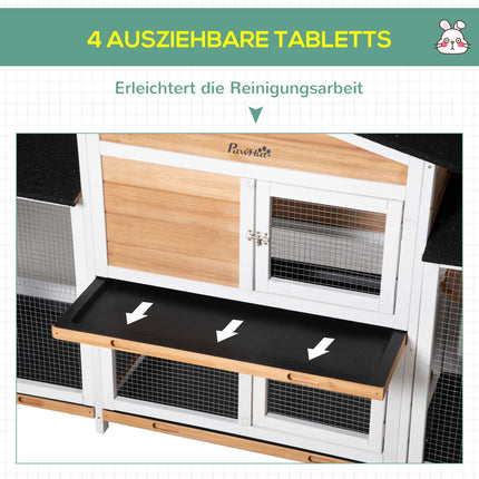 Outdoor Small Animal Hutch with Ramp, Asphalt Roof, Wood