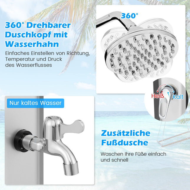 Outdoor Solar Shower, 60L, 227cm, Swivel Head