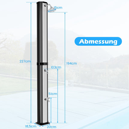 Venkovní solární sprcha, 60L, 227cm, otočná hlavice