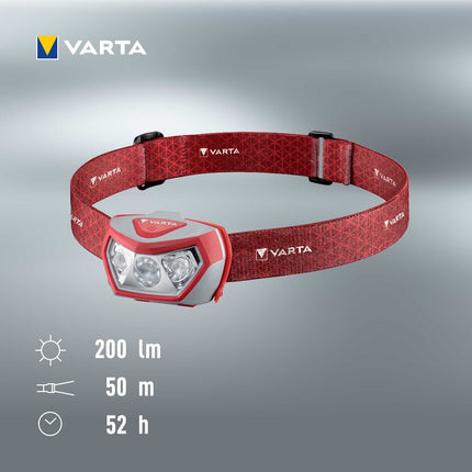Outdoorová sportovní čelovka H20 Pro, 200 lm, červená