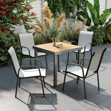 Outdoor Stackable Garden Chairs, Metal Frame, Set of 4