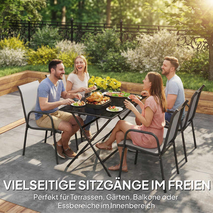 Outdoor Stackable Garden Chairs, Metal Frame, Set of 4