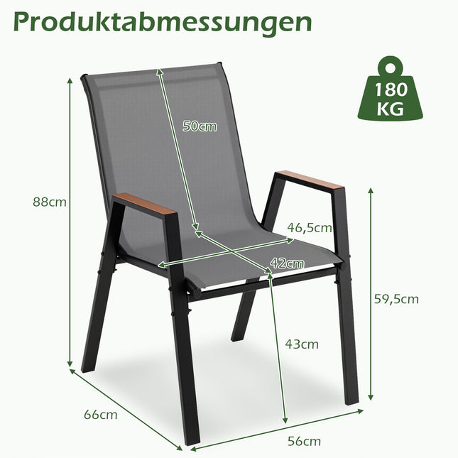 Stohovatelné zahradní židle, sada, prodyšná tkanina Teslin