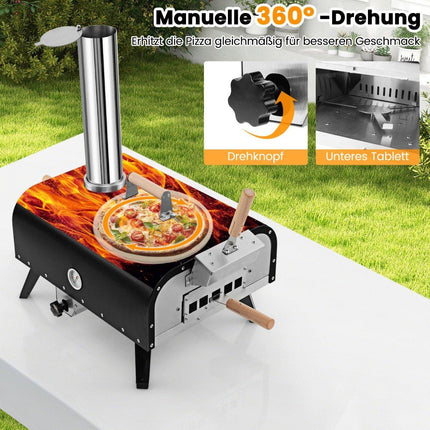 Outdoor Stainless Steel Pizza Oven with Stone & Thermometer