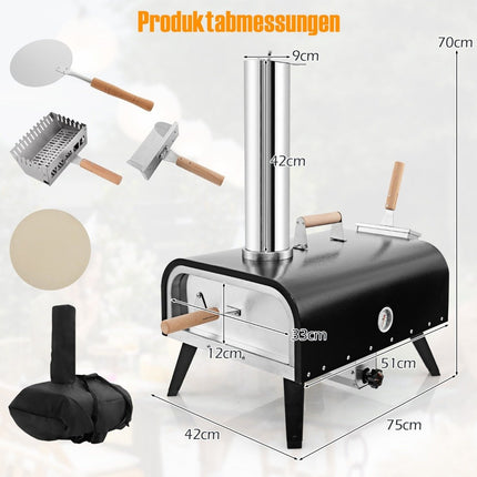 Outdoor Stainless Steel Pizza Oven with Stone & Thermometer