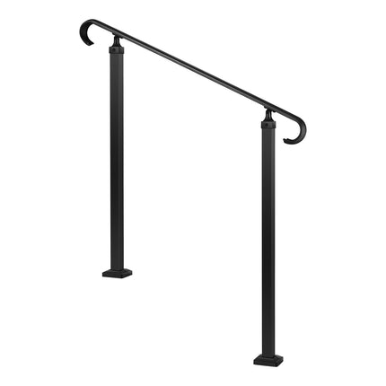 Outdoor Stair Handrail, 2-3 Step Adjustable, Carbon Steel, Matte Black