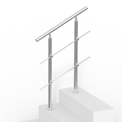 Outdoor Stair Handrail, 31.5 In Stainless Steel, 2 Bars