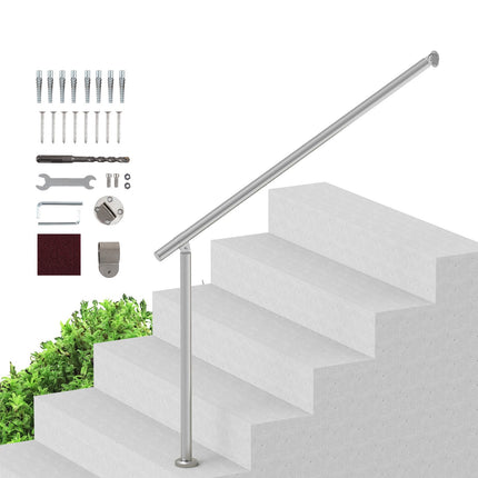 Outdoor Stair Handrail, 47-Inch Stainless Steel, Silver