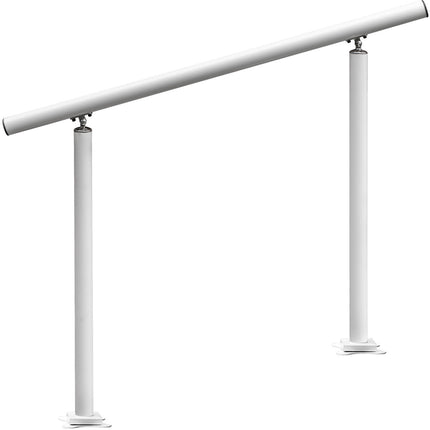 Outdoor Stair Handrail, 4ft, Adjustable, White Aluminum