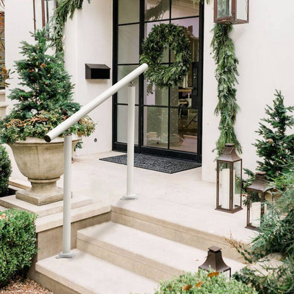 Outdoor Stair Handrail, 4ft, Adjustable, White Aluminum