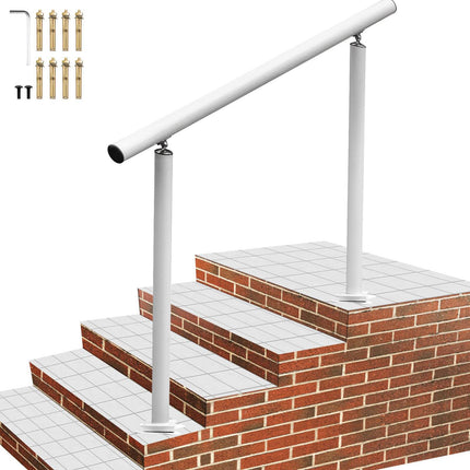 Outdoor Stair Handrail, 4ft, Adjustable, White Aluminum