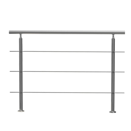 Outdoor Stair Handrail, 59 Inch Stainless Steel, 3 Crossbars