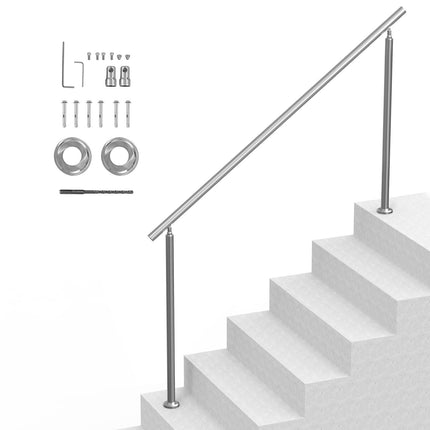 Outdoor Stair Handrail, 70.9 In Stainless Steel, Adjustable Kit