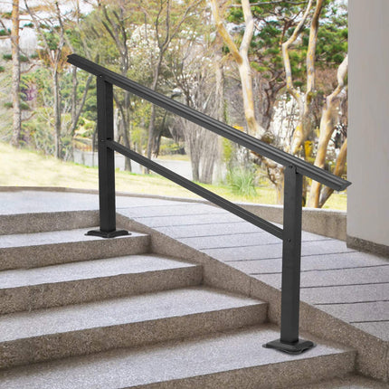Outdoor Stair Handrail, Adjustable, Aluminum, Black