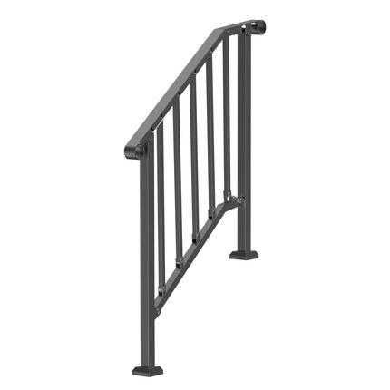 Outdoor Stair Handrail For 2-3 Steps, Carbon Steel, Black