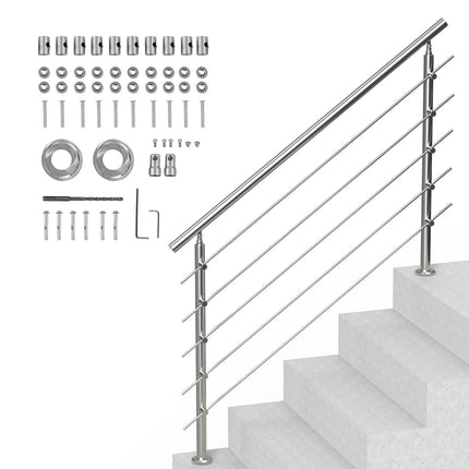 Outdoor Stair Handrail Kit, Stainless Steel, 59 in, 5 Bars