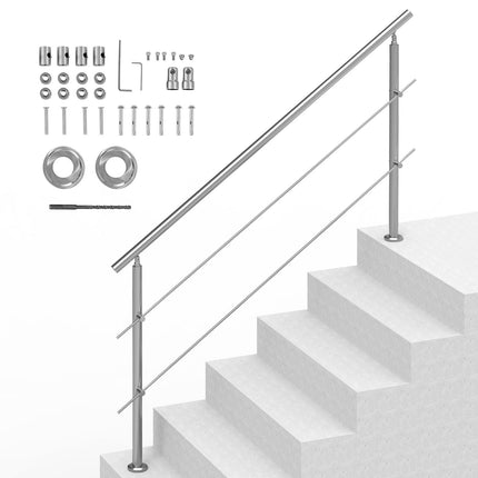 Outdoor Stair Handrail, Stainless Steel, 180 cm, 2 Rails