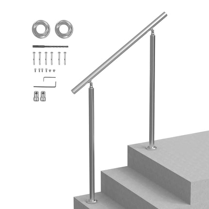Outdoor Stair Handrail, Stainless Steel, 39.4 In Adjustable Kit