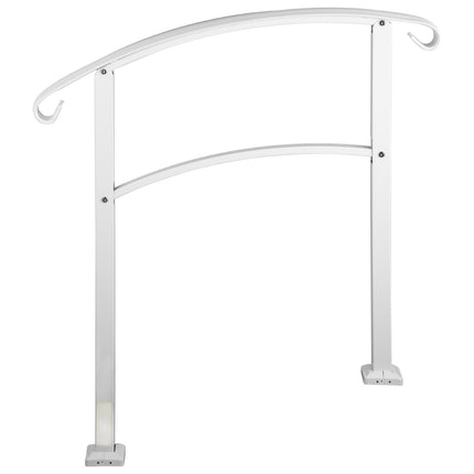 Outdoor Stair Handrail, Wrought Iron, White, 3-Step Kit