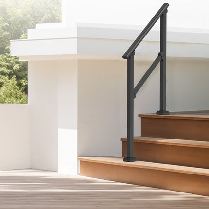 Outdoor Stair Handrails, 2-Pack Carbon Steel, Adjustable