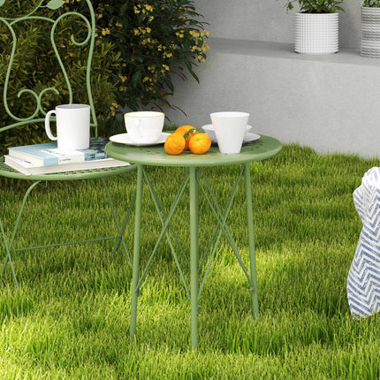 Outdoor Steel Coffee Table, Floral Design, Adjustable Pads