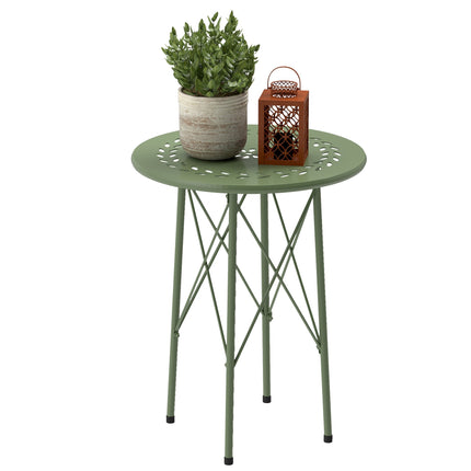 Outdoor Steel Coffee Table, Floral Design, Adjustable Pads