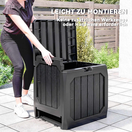 Zahradní úložný box, 121L, černá, odolný vůči povětrnosti, uzamykatelný