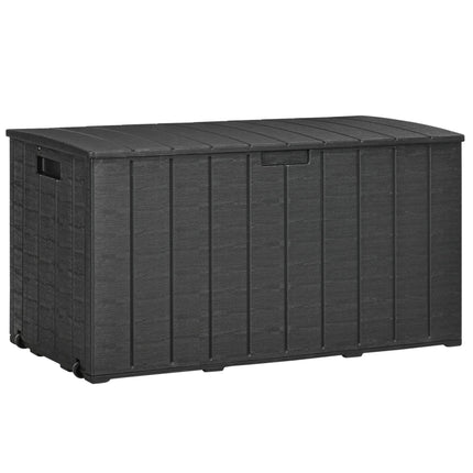 Zahradní úložný box, 366L, vodotěsný, plast, s kolečky