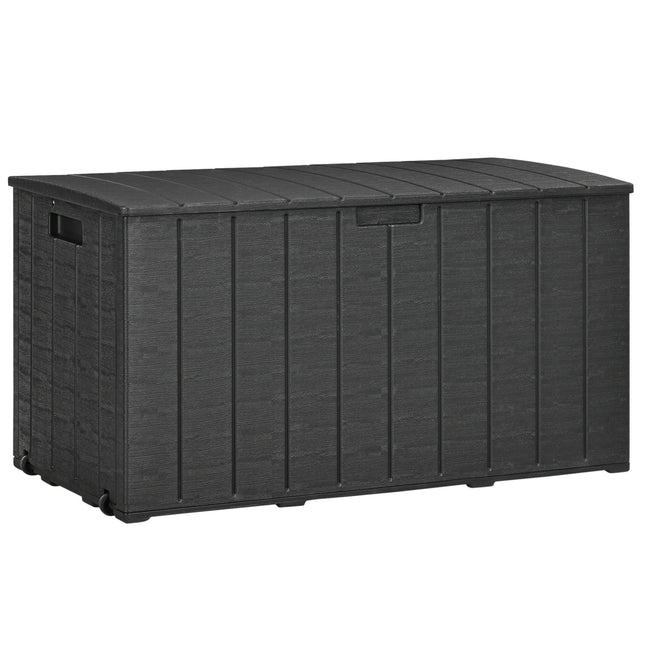 Zahradní úložný box, 366L, vodotěsný, plast, s kolečky