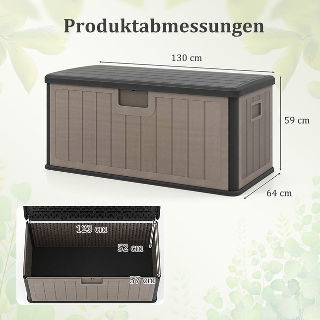 Zahradní úložný box, 378L vodotěsný, uzamykatelné víko, černá/hnědá