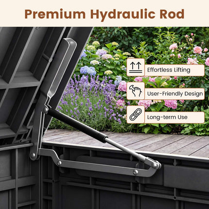 Outdoor Storage Box 380L, Weatherproof, Lockable Lid, Brown