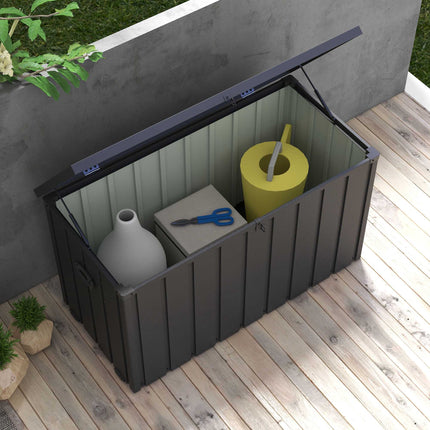 Outdoor Storage Box, 450L Capacity, Steel Frame, Dark Grey