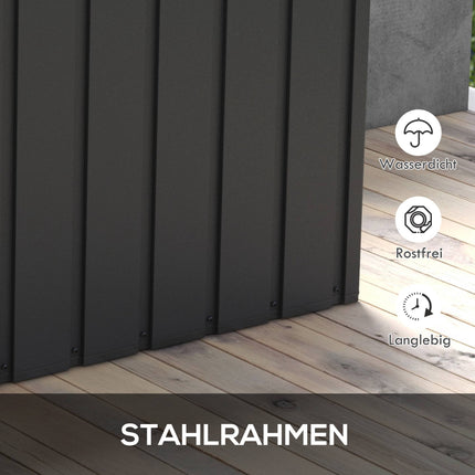 Outdoor Storage Box, 450L Capacity, Steel Frame, Dark Grey