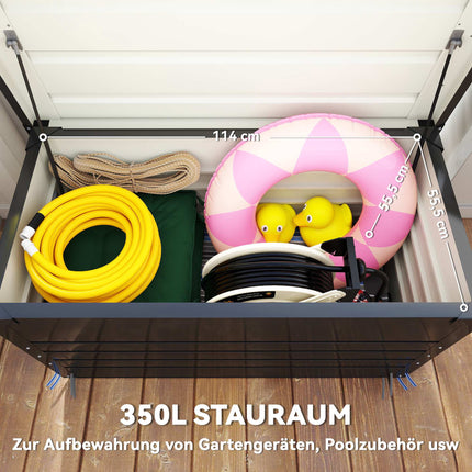 Zahradní úložný box, 450L ocel, uzamykatelný, vodotěsný
